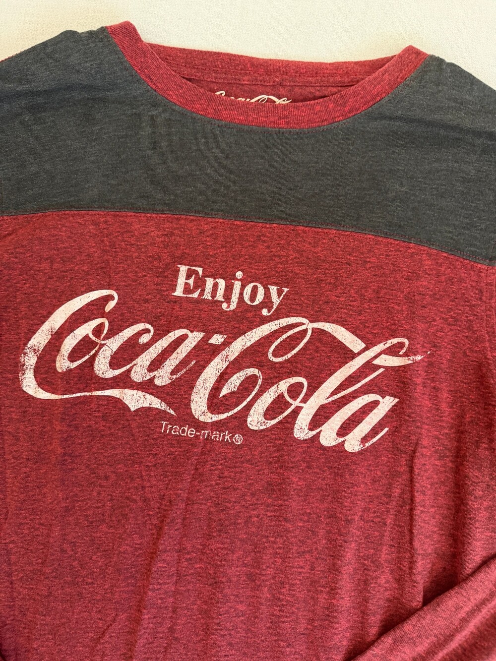 Coca-Cola Small Long Sleeve Shirt Red with Dark Gray Stripe 1012